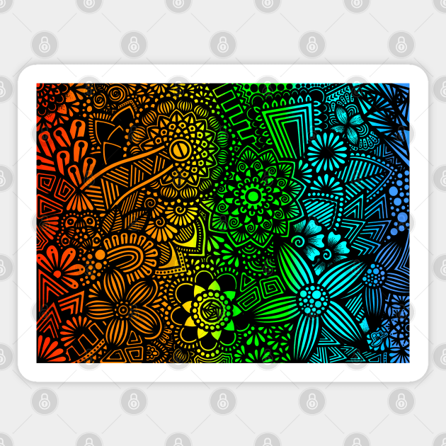 Rainbow Zentangle Pattern Sticker by MyownArt